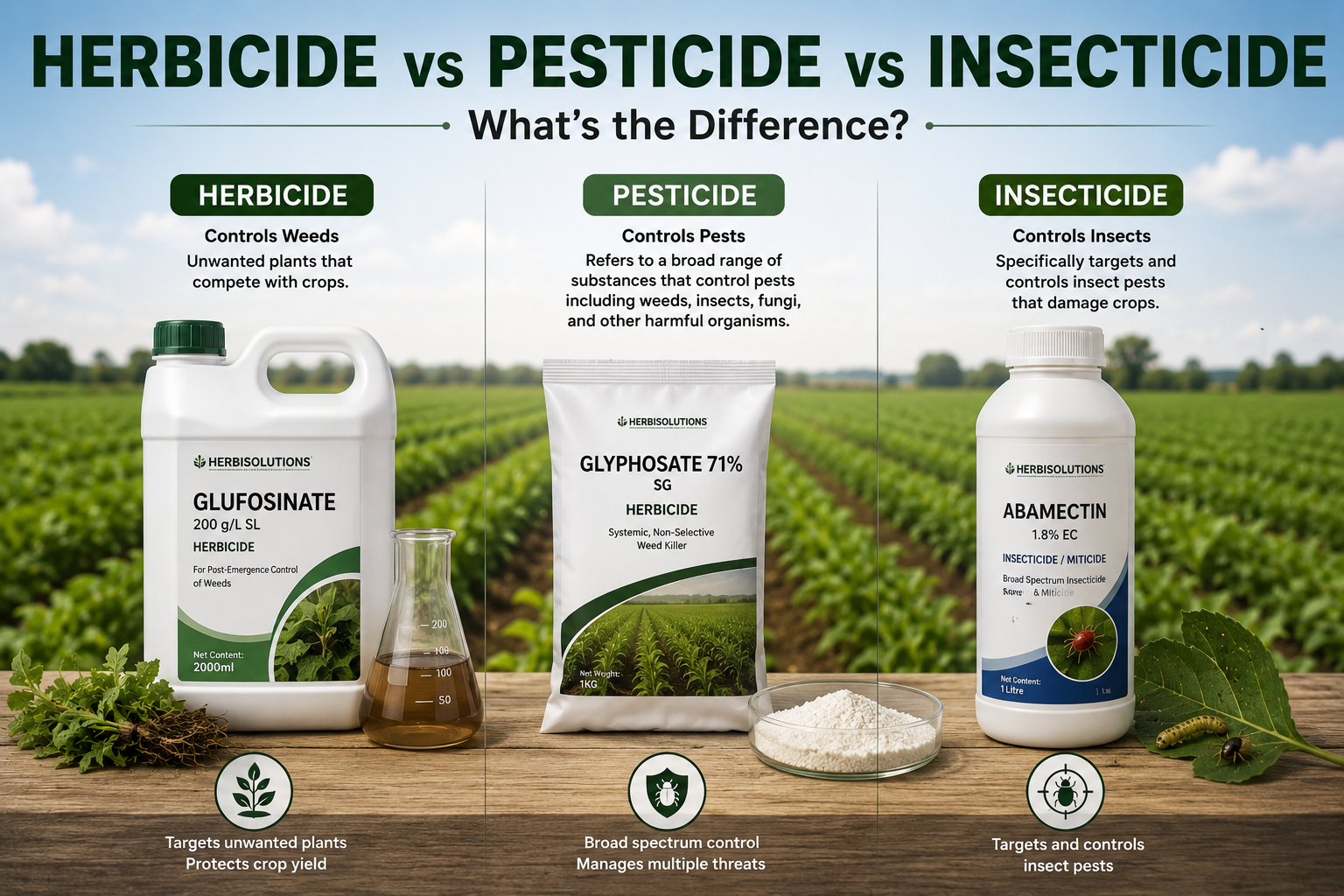 Farmer using crop protection products for weed and pest management