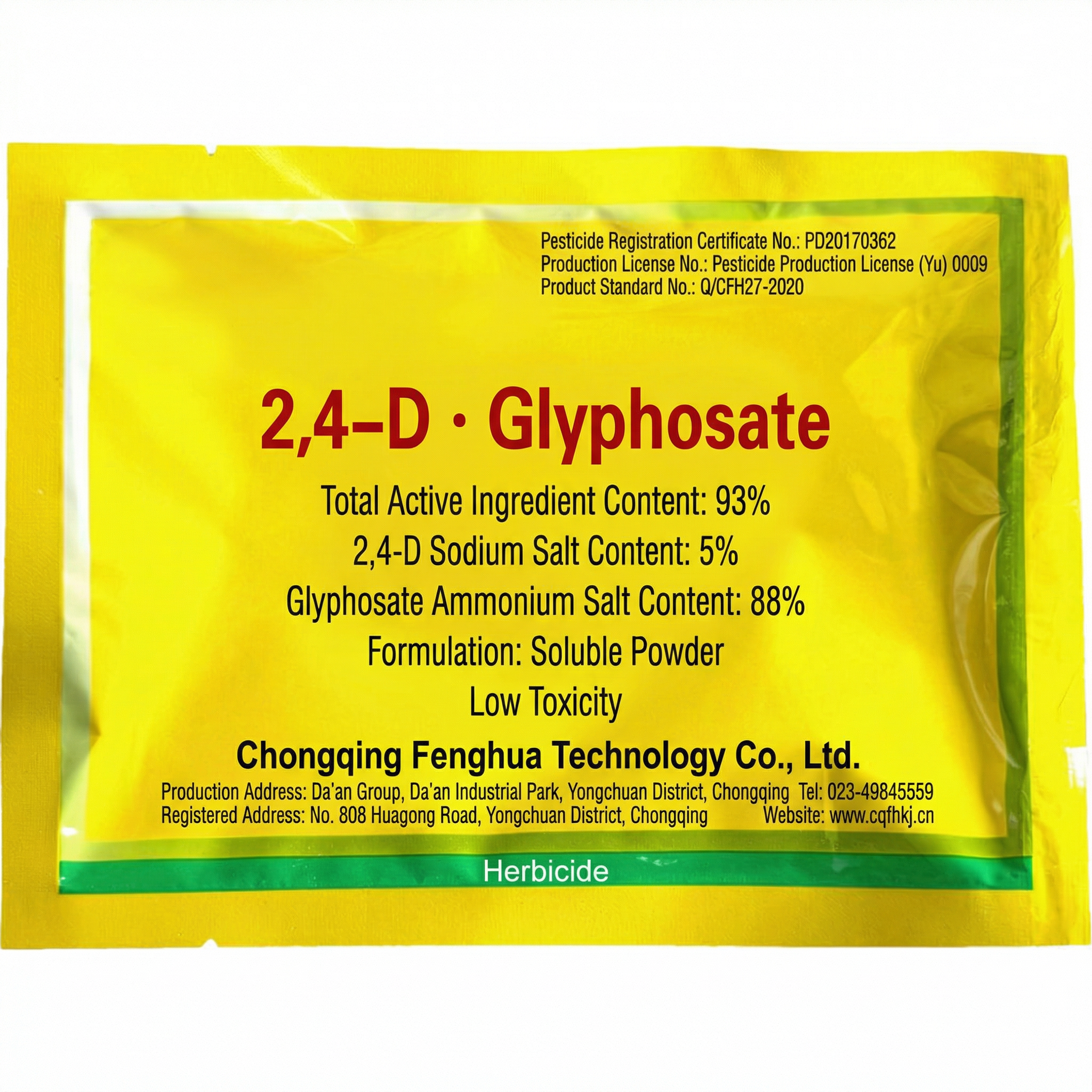 Herbicide SP 2,4-D sel sodique 5 % + sel ammonium de glyphosate 88 % pour le contrôle des mauvaises herbes à large spectre