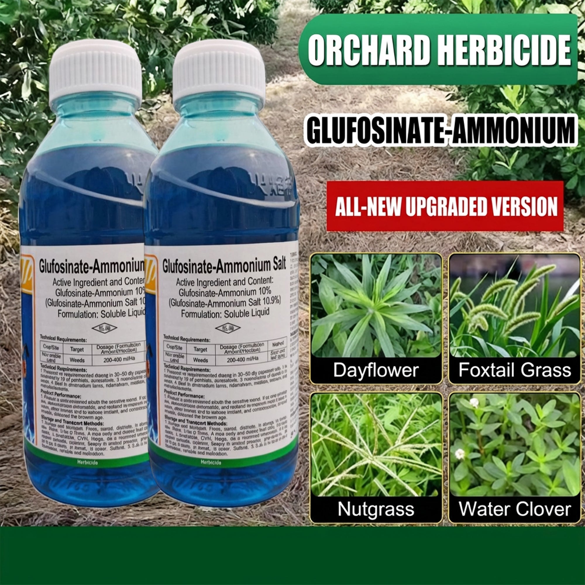 Herbicide Glufosinate Ammonium 10% SL, Herbicide non sélectif à large spectre pour l'agriculture