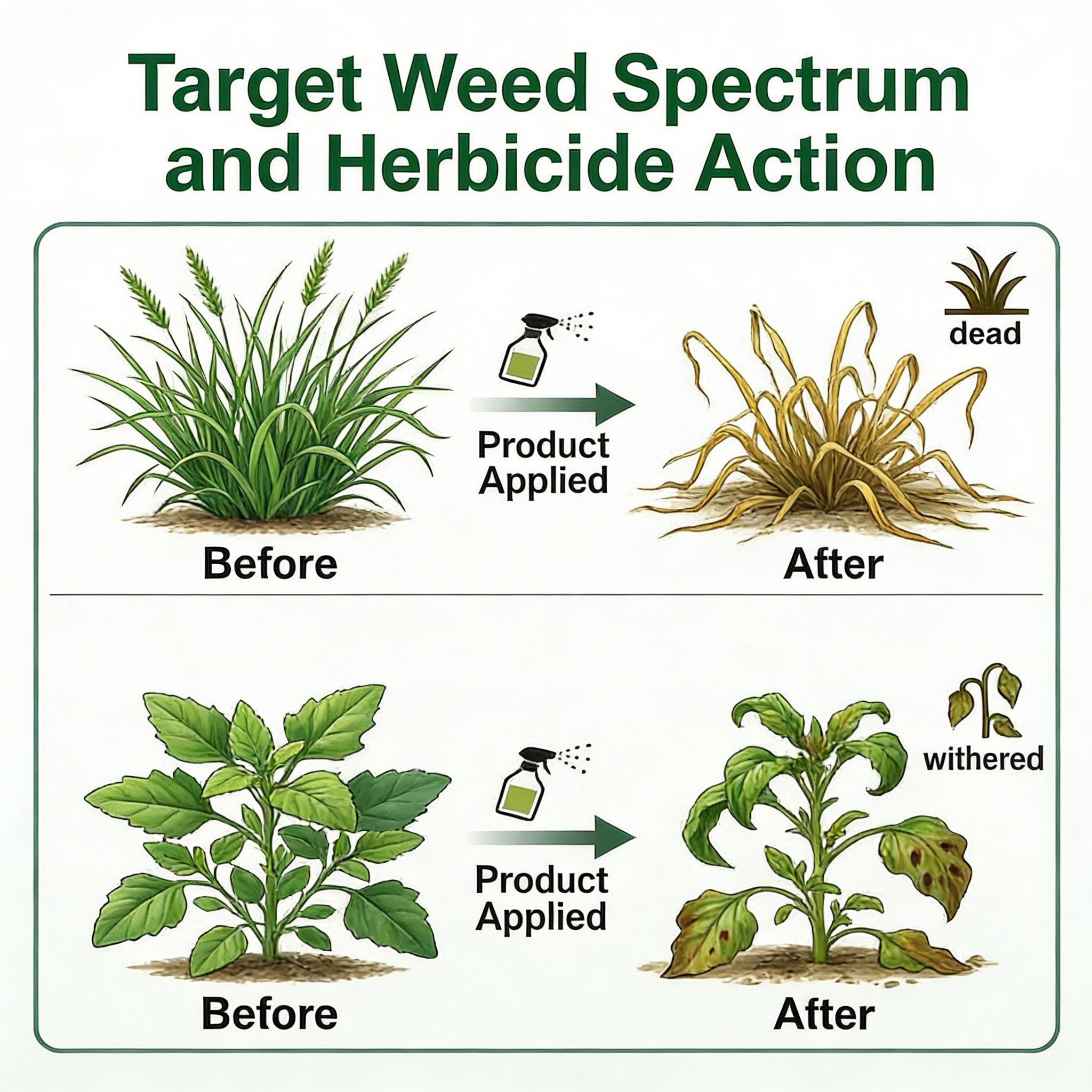 Herbicide SP 2,4-D sel sodique 5 % + sel ammonium de glyphosate 88 % pour le contrôle des mauvaises herbes à large spectre