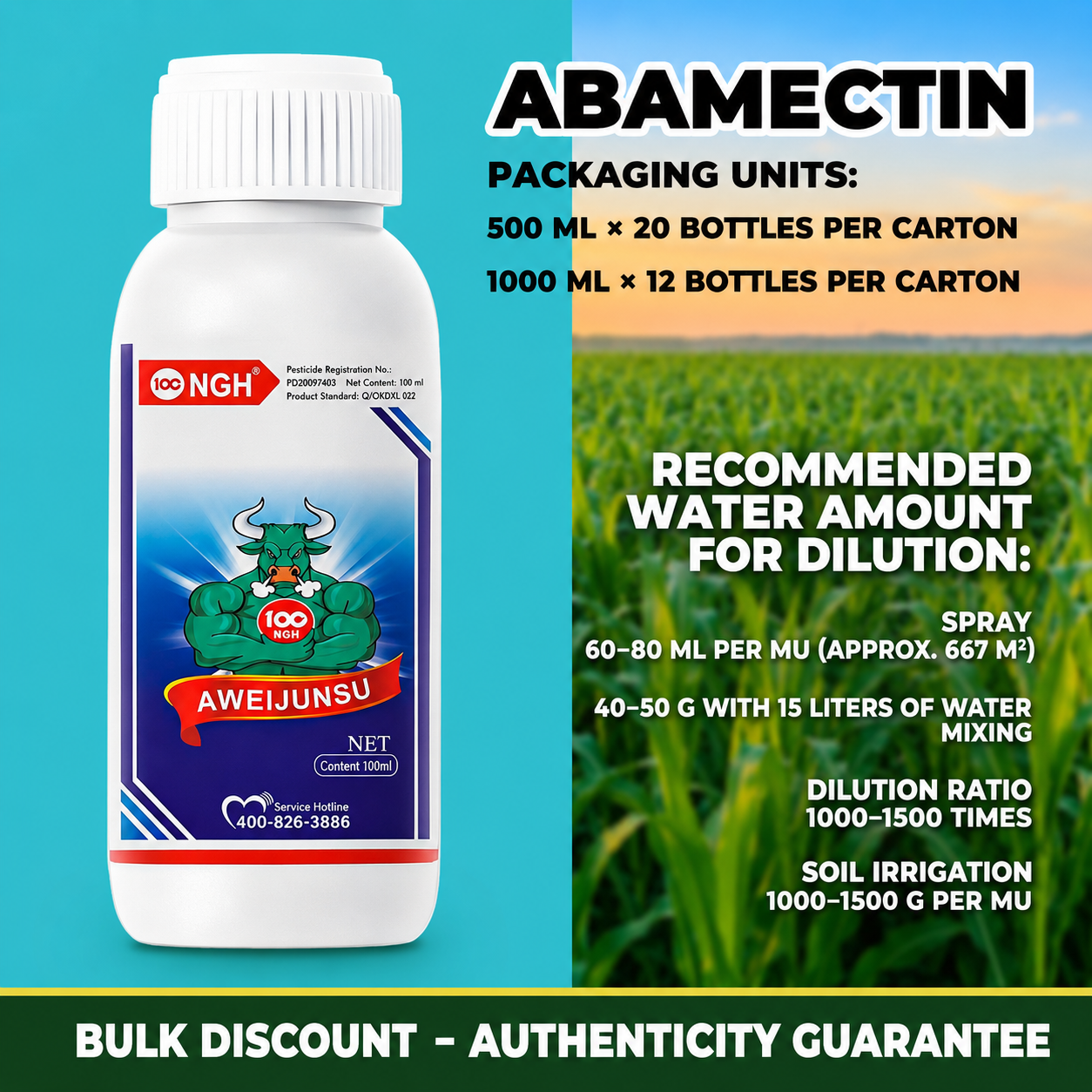 Abamectine 1,8 % EC – Insecticide et miticide pour légumes, fruits et plantes ornementales