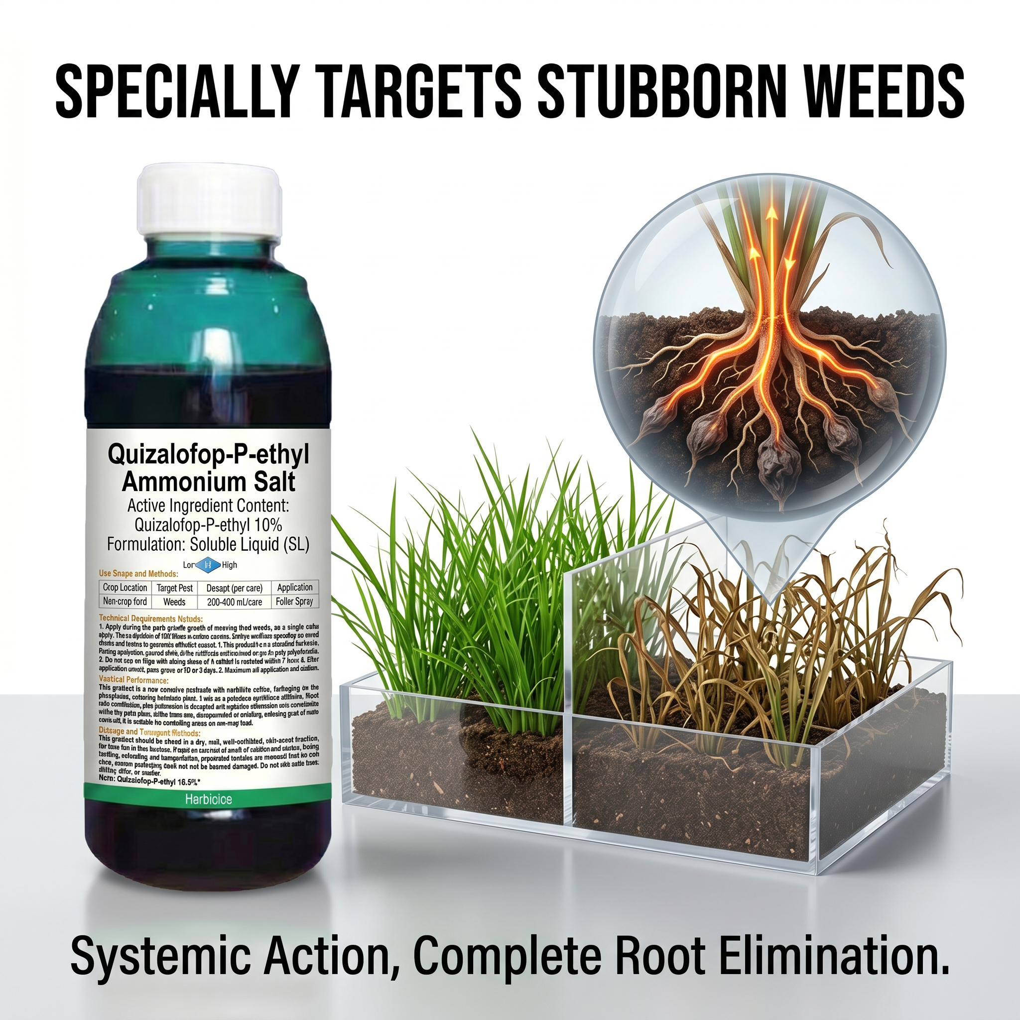 Herbicide à base d'ammonium de glyphosate pour le contrôle des mauvaises herbes et des racines dans les vergers | Solution systémique de gestion des mauvaises herbes