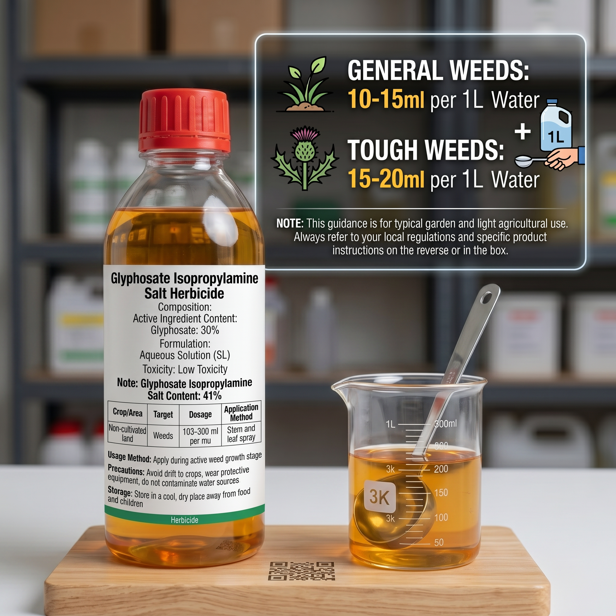Sel d'isopropylamine de glyphosate 41 % Herbicide, solution de contrôle systémique des mauvaises herbes à large spectre