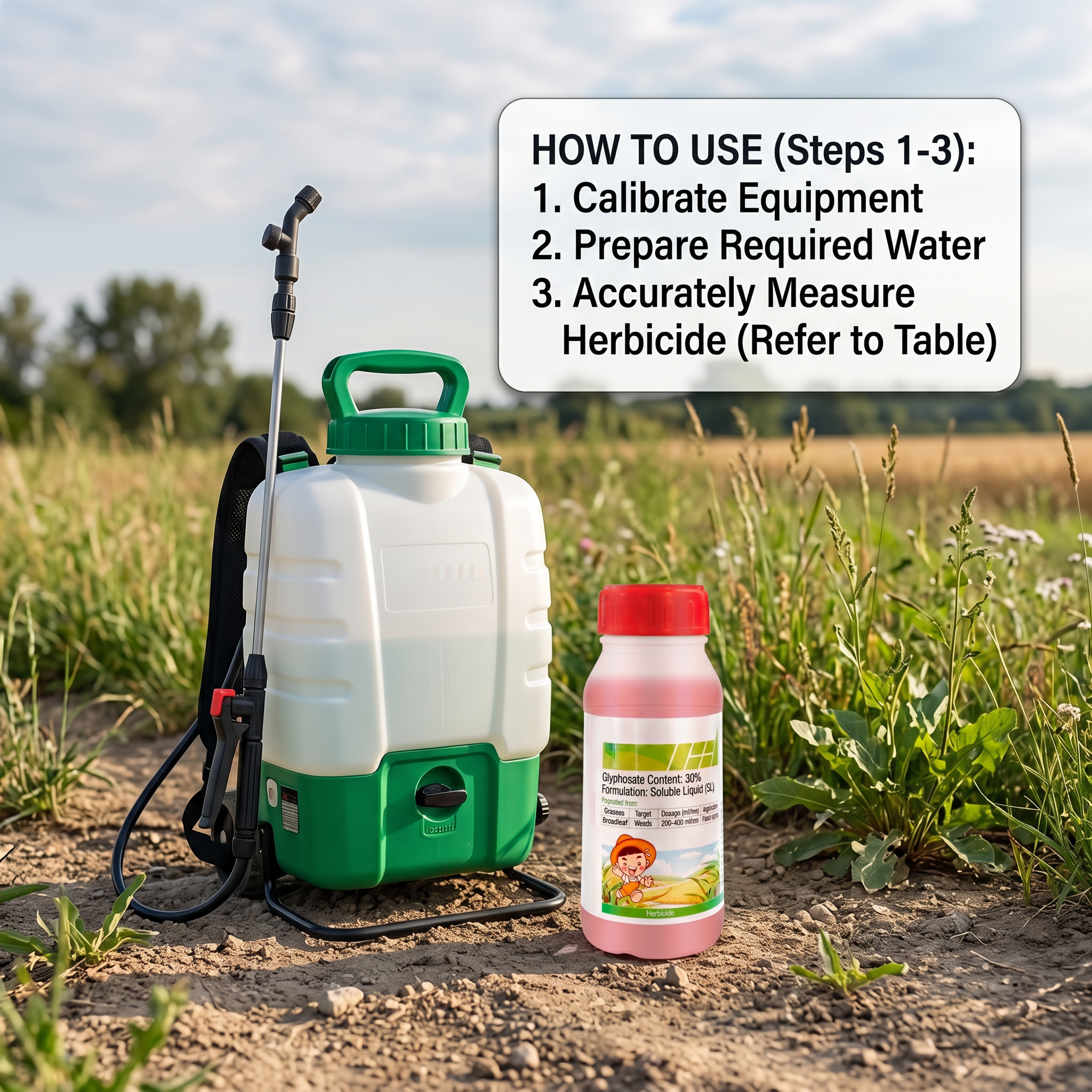 Concentré d'herbicide systémique Glyphosate 30 % SL, contrôle à large spectre des mauvaises herbes pour graminées et dicotylédones
