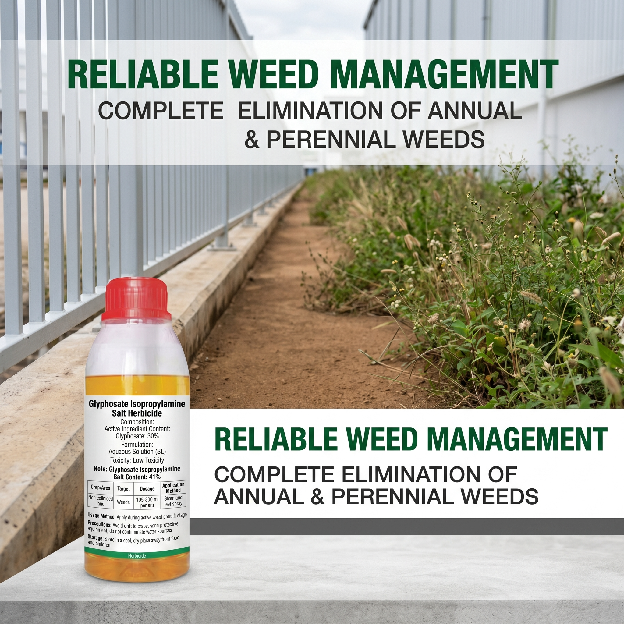 Sel d'isopropylamine de glyphosate 41 % Herbicide, solution de contrôle systémique des mauvaises herbes à large spectre