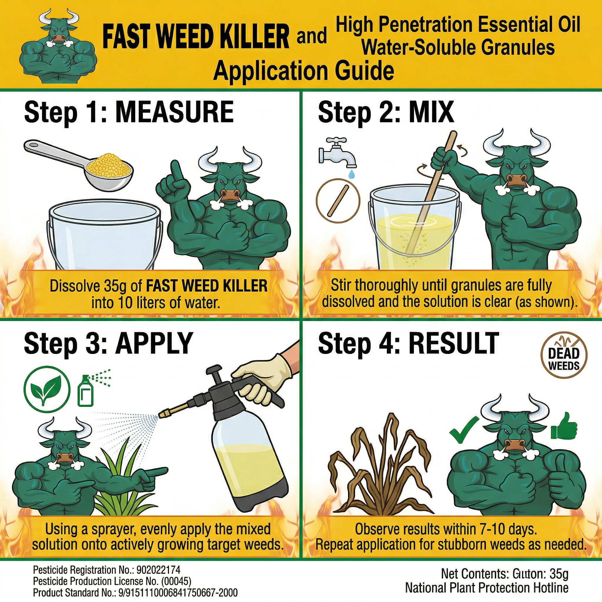 Herbicide granulé soluble à 95 % de sel d'ammonium de glyphosate pour le contrôle des mauvaises herbes à large spectre | Gestion systémique des mauvaises herbes