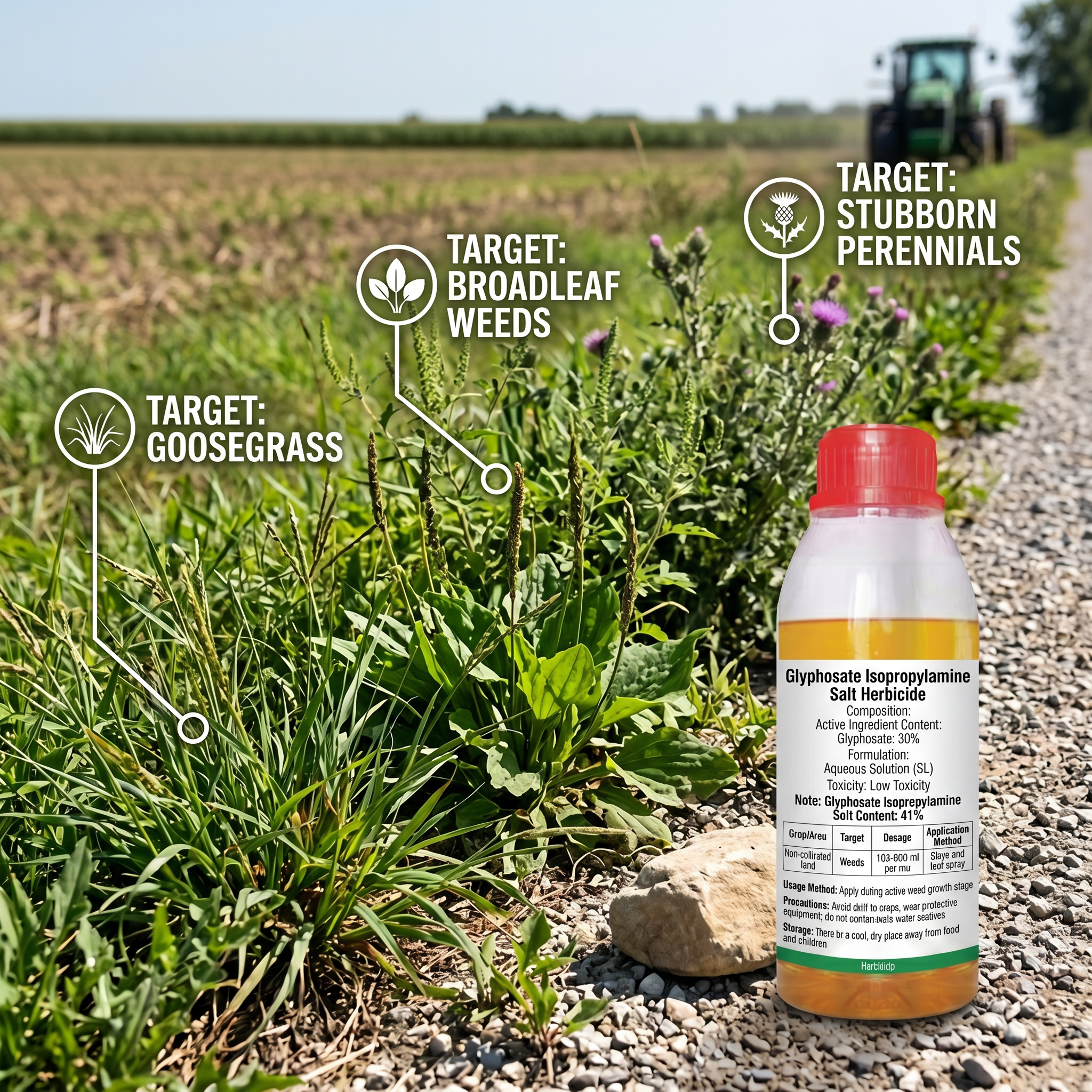 Sel d'isopropylamine de glyphosate 41 % Herbicide, solution de contrôle systémique des mauvaises herbes à large spectre