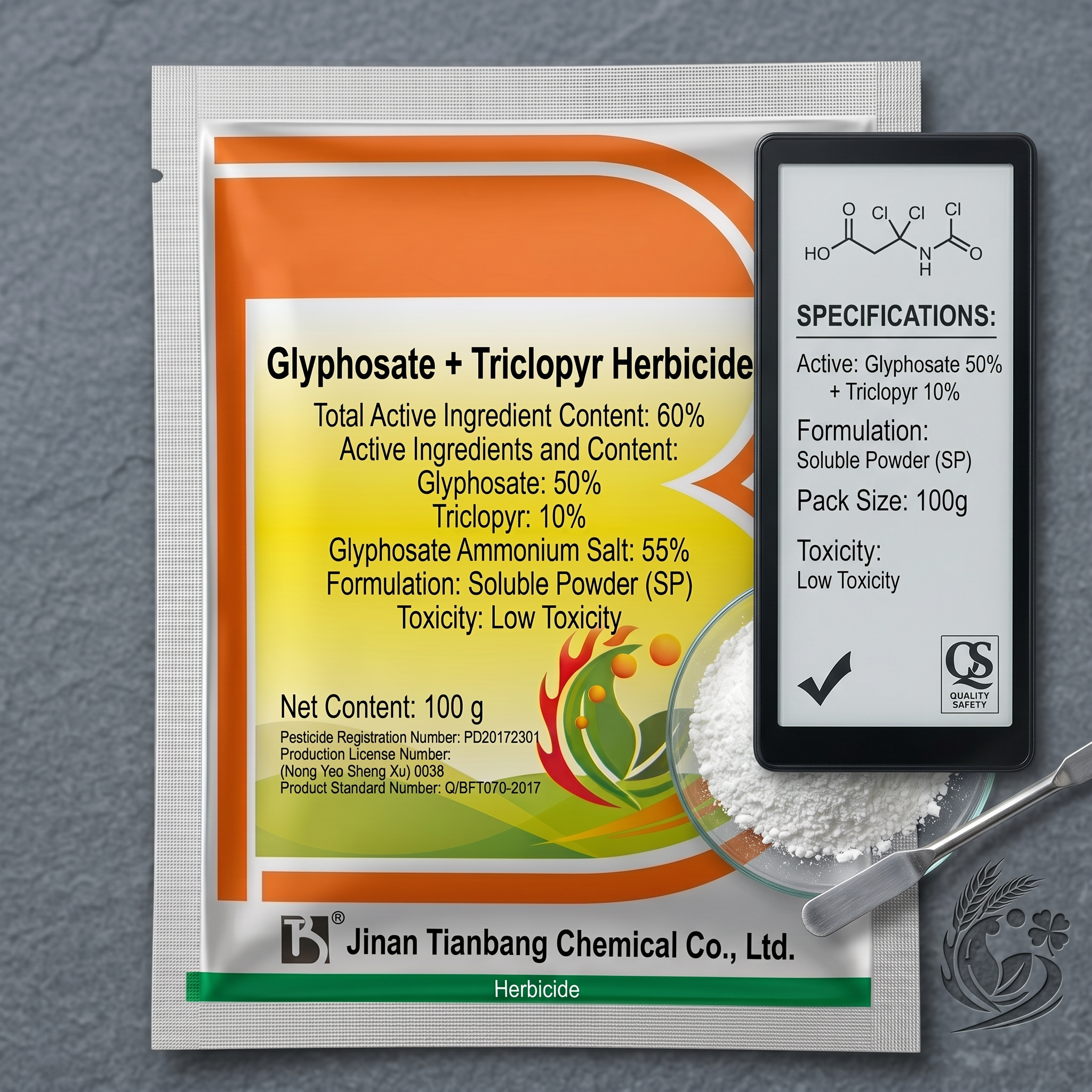 Herbicide Glyphosate Trichloropyridinyl 60 % pour le contrôle des mauvaises herbes de la vigne et des arbustes 100 g | Gestion systémique des mauvaises herbes