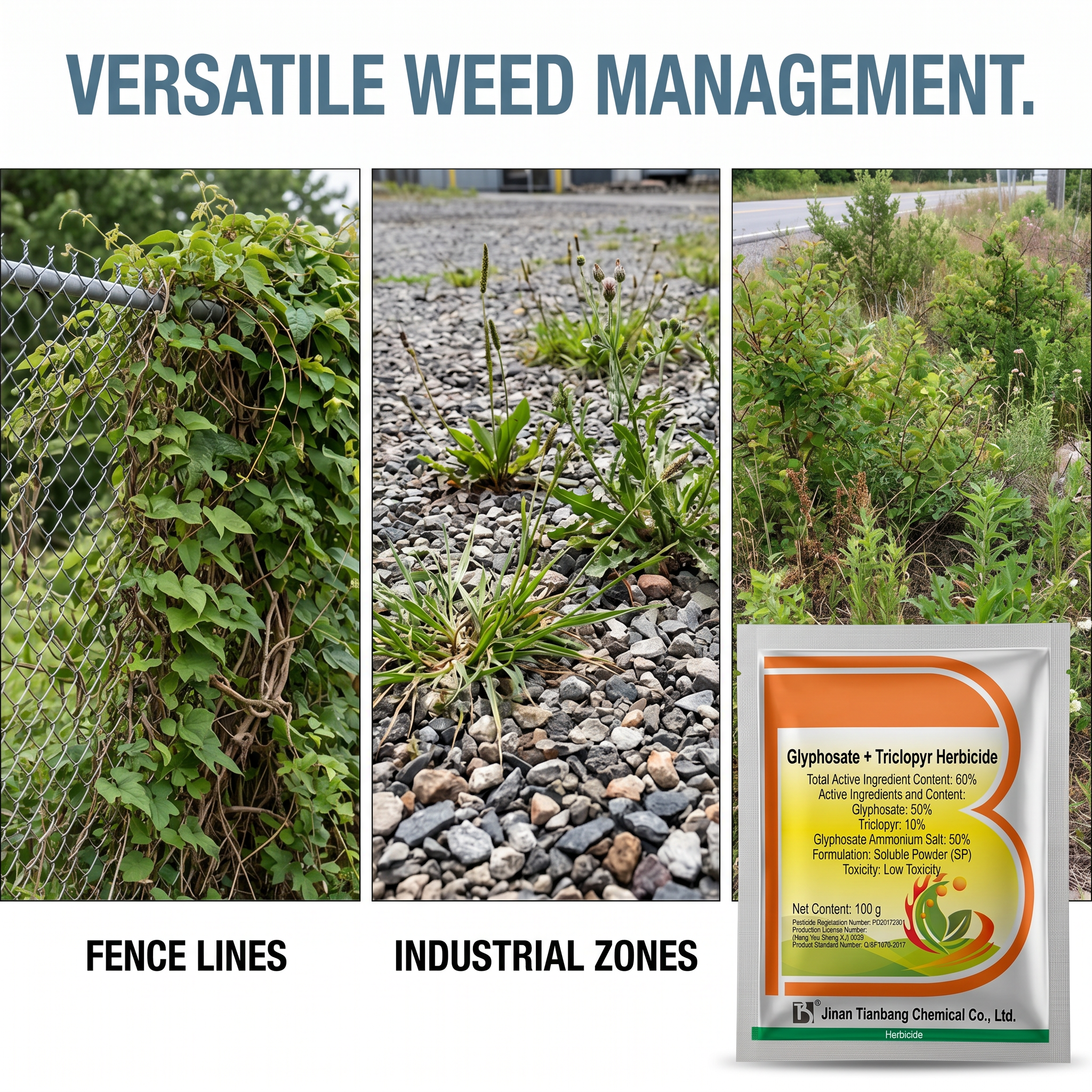 Herbicide Glyphosate Trichloropyridinyl 60 % pour le contrôle des mauvaises herbes de la vigne et des arbustes 100 g | Gestion systémique des mauvaises herbes