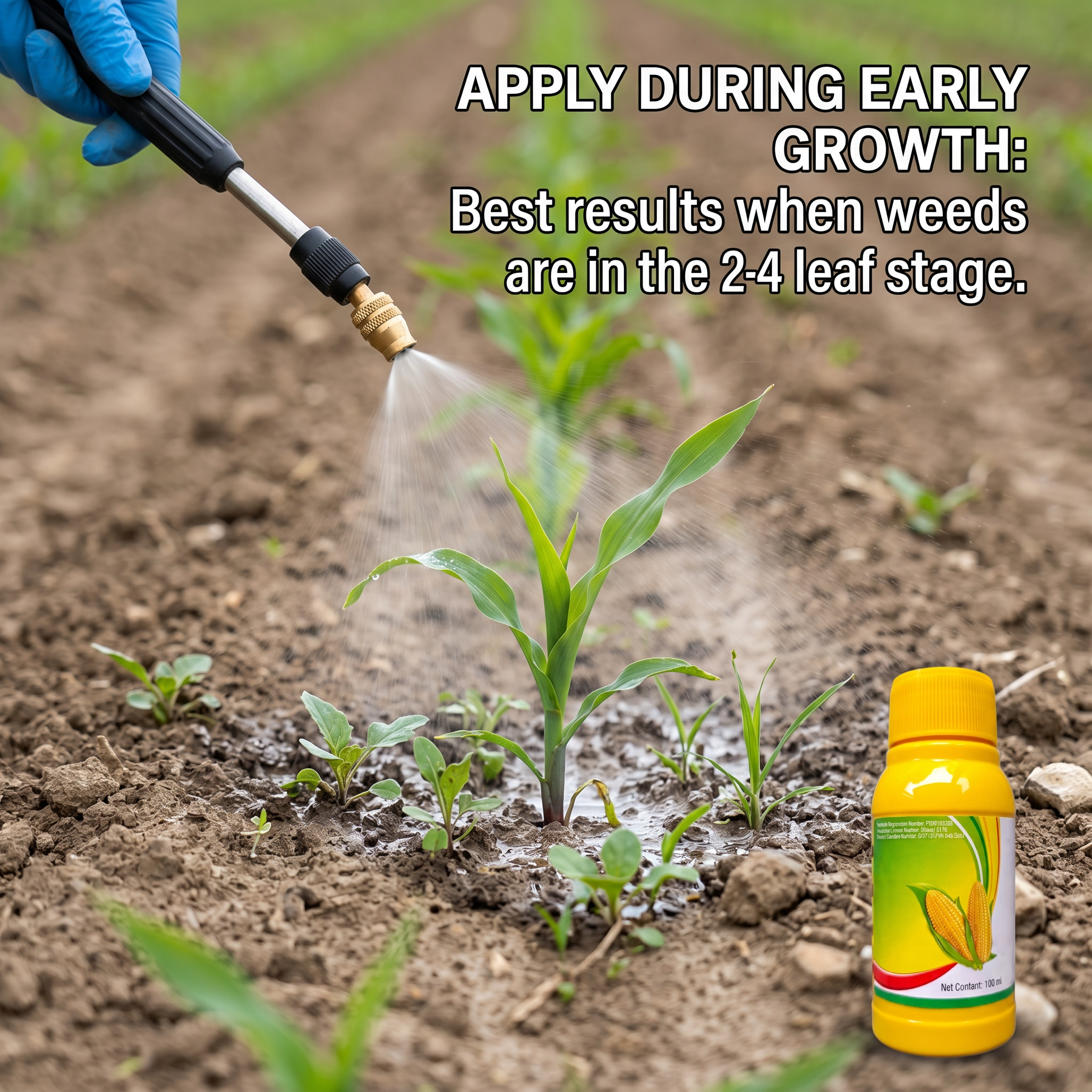 Herbicide SC Nicosulfuron 20 % + Atrazine 6 % + Mesotrione 4 %, désherbage sélectif du maïs en champ