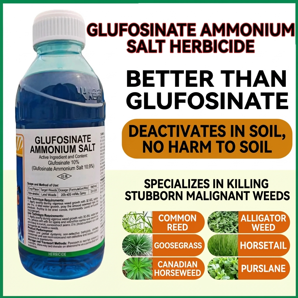 Herbicide Glufosinate Ammonium 10% SL, Herbicide non sélectif à large spectre pour l'agriculture